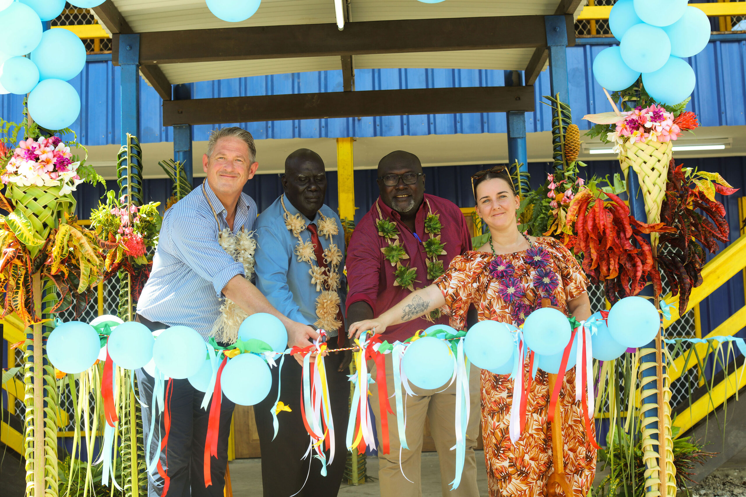 Cutting of Ribbon to open a dormitry in Goldie College, Wester Province.